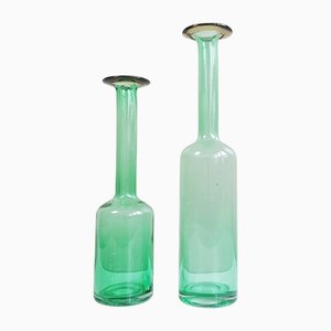 Vasi in vetro verde di Villeroy & Boch, anni '90, set di 2