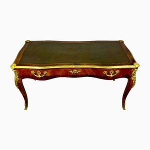 Louis XV Style Double Sided Desk in Rosewood and Gilt Bronze, Early 1800s