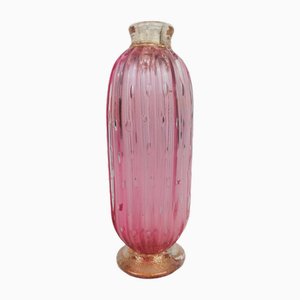 Jarrón Art Déco de cristal burbuja de Murano rosa y dorado de Barovier & Toso, Italia, años 30
