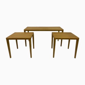 Tables Gigognes Mid-Century en Chêne par HW Klein pour Bramin, Danemark, 1960s, Set de 3