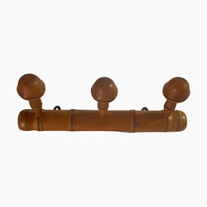 Antique French Faux Bamboo Carved Coat & Hat Rack, 1920s