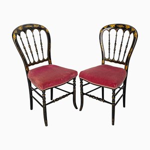 Set of Late 19th Century Napoleon III French Fabric and Painted Wood Chairs