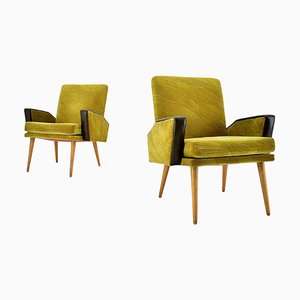 Mid-Century Leather Armchairs attributed to Miroslav Navrátil, 1970s, Set of 2