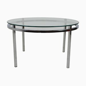 Chrome and Glass Round Conference Table, Italy, 1970s