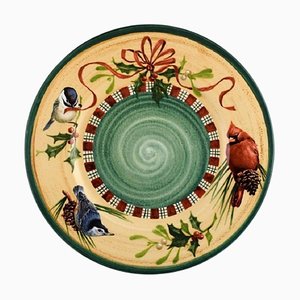 Large Winter Greetings Round Dish Catherine McClung for Lenox, 2000s