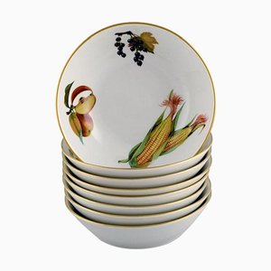 Cuencos England Evesham de porcelana con frutas de Royal Worcester, años 80. Juego de 8