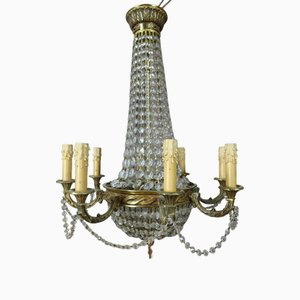 Lustre Vintage en Bronze et Pampilles