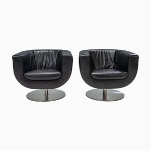 Tulip Armchairs in Black Leather aby Jeffrey Bernett for B&B Italia, 2000, Set of 2