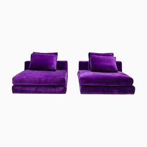 Purple Velvet Daybeds by Minotti, 2010s, Set of 2