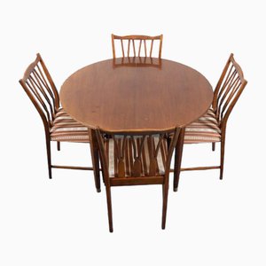 Mid-Century Modern Swedish Dining Table and Chairs by Nils Jonsson for Hugo Troeds, Set of 5