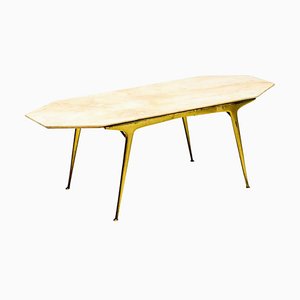 Table Basse en Marbre et Laiton, Italie, 1960s