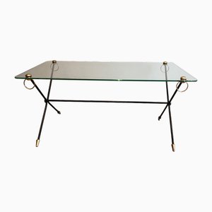 Mesa de metal lacado de latón al estilo de Jacques Adnet, años 50