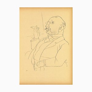 George Grosz, propietario, litografía original y offset, 1923