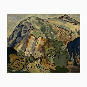 Edgardo Corbelli, Grüne Landschaft, 1952, Öl auf Leinwand