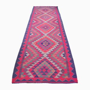 Alfombra Kilim turca vintage de lana rosa, años 70