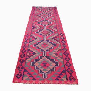 Alfombra Kilim turca vintage de lana rosa, años 60