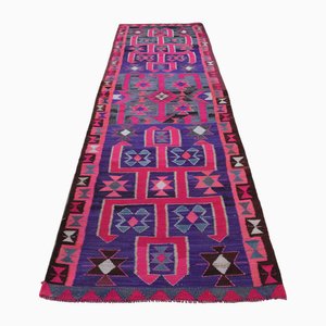 Alfombra Kilim turca vintage de lana rosa, años 60