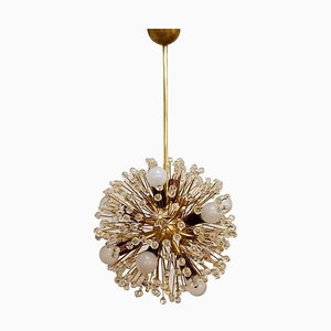 Mid-Century Austrian Brass and Crystal Chandelier attributed to E. Stejnar for Rupert Nikoll, 1950s