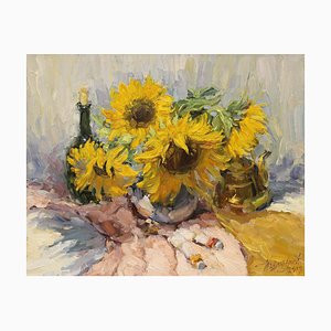 Yuriy Demiyanov, September Sonnenblumen, 21. Jahrhundert, Öl auf Leinwand