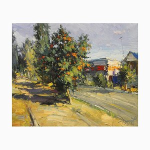 Yuriy Demiyanov, Rowan by the Road, 2022, Oil on Canvas