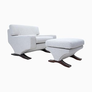 Lounge Chair and Ottoman attributed to Franz T. Sartori for Flexform, 1965, Set of 2
