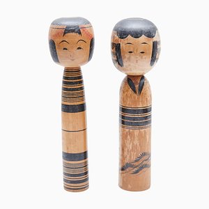 Muñecas Kokeshi, años 30. Juego de 2