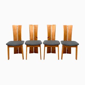 Brutalist Oak Chairs, 1970s, Set of 4