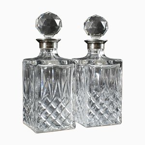 20th Century Cut Crystal Glass Liqueur Decanters, Birmingham, 1978, Set of 2