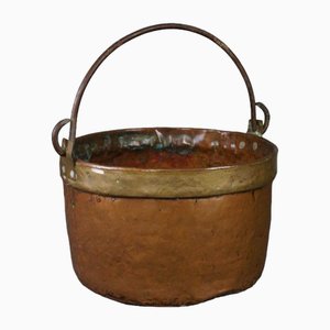 Antique Red Copper Handmade Boiler Fireplace Bin
