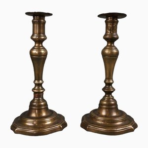17th Century French Copper Candleholders, Set of 2