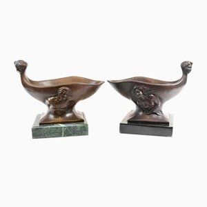 Classical French Bronze Urns Dish Adonis, Set of 2