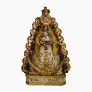 Escultura de madera policromada de la Virgen del Rocío, años 60