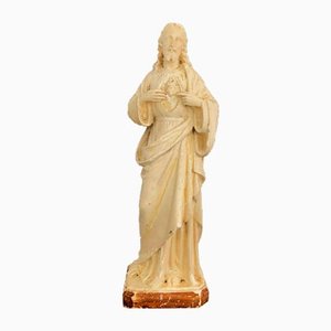 Vintage Jesus Sacred Heart Statue in Plaster by Giscard Toulouse