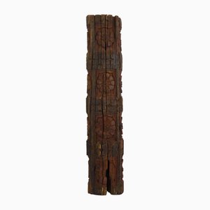 Carved Wooden Column with Floral Motifs
