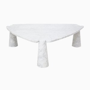 Triangular Coffee Table in White Marble by Angelo Mangiarotti, 1970s