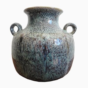 French Enameled Earthenware Vase from Puisaye