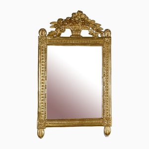Louis XVI Style Mirror with Pediment in Giltwood, 1900s