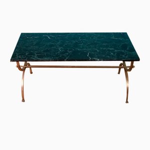 French Art Deco Brass and Marble Coffee Table, 1930s