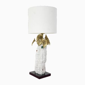 Italian Table Lamp with Brass Flowers, 1970s