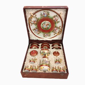 Antique Porcelain Set for Six People from Augarten, 1800s, Set of 17