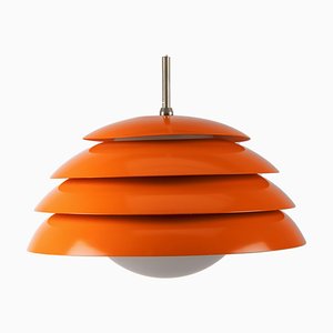 Orange Layered Glass Pendant Lamp, 1970s