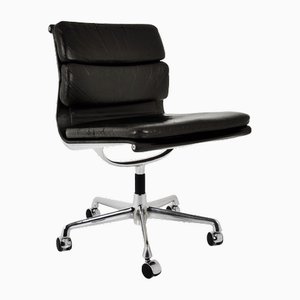 Black Leather Soft Pad Chair by Charles & Ray Eames for Vitra, 1970s