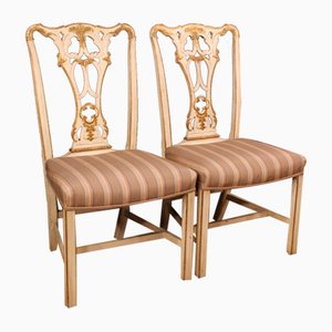 Set of Italian Lacquered and Gilded Chairs, 1980s