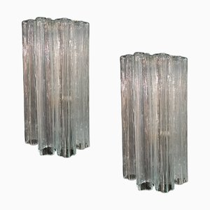 Apliques Tronchi de tubo de cristal de Murano grandes, años 80. Juego de 2