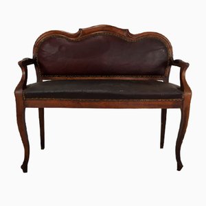 Antique Brown and Maroon Bistro Bench