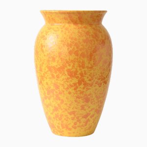 Gelbe & Orange Glasur Vase von Scheurich, 1980er