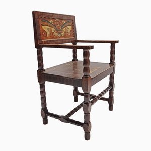 Antique Carved Chair Painted, Sweden