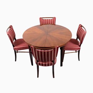 Mid-Century Dining Table and Chairs from Slagelse Møbelværk, Denmark, 1950s, Set of 5