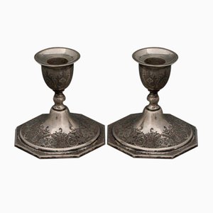 Middle Eastern Silver Bird Candleholders, Set of 2