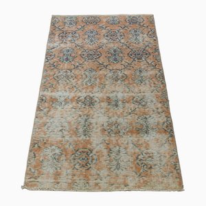 Tapis Oushak Vintage en Laine Florale Orange, Turquie, 1940s